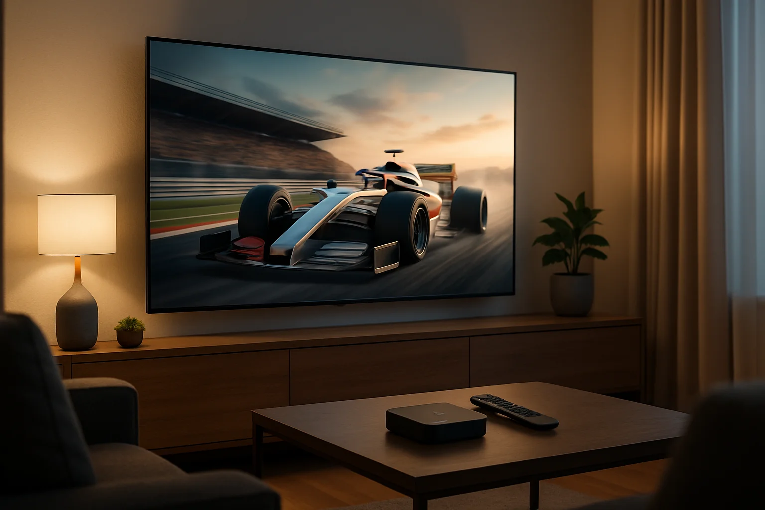 F1 Racing Live Streaming IPTV Guide 2026 in action F1 Racing Live Streaming IPTV Guide 2026 setup showing a Formula 1 race on a 4K smart TV